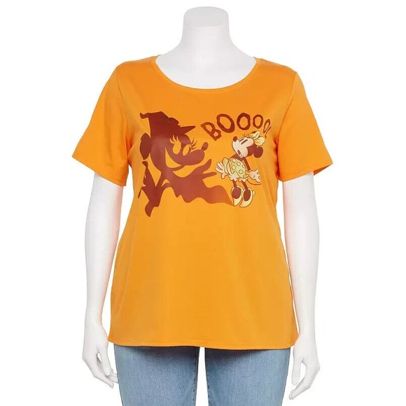 DISNEY FALL HALLOWEEN MINNIE MOUSE BOOO T SHIRT‎ Women's Plus Size 1X  ORANGE - Picture 1 of 4